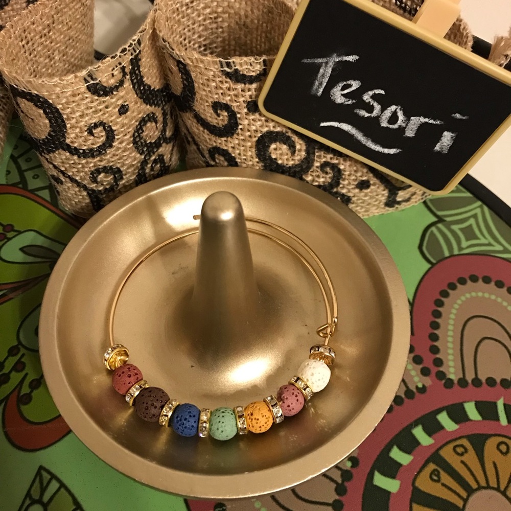 Gold Lava Stone Chakra Bracelet